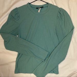 Light Blue Ruffle Shoulder Blouse Size S